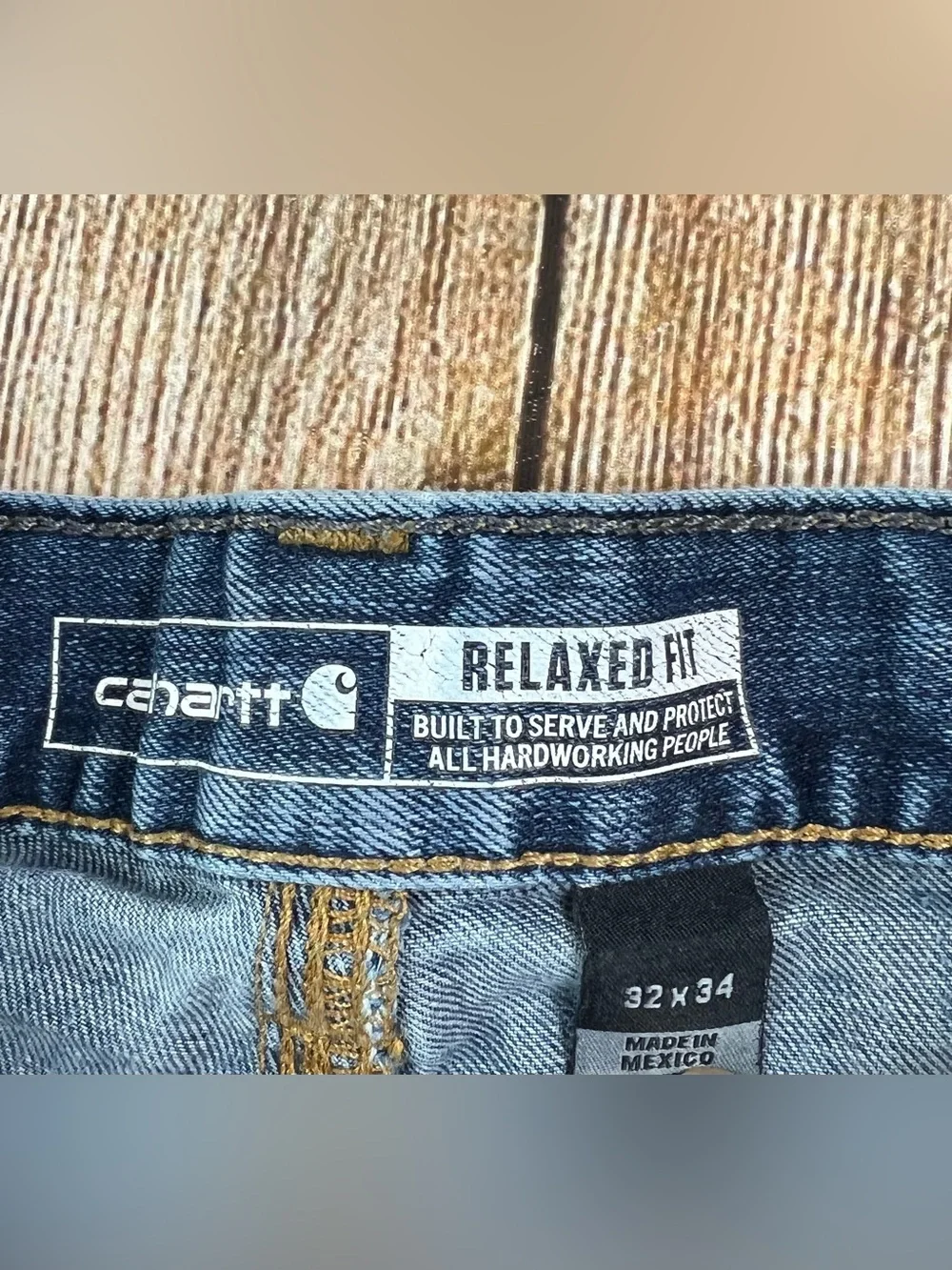 Mens Carhartt Relaxed Rugged Flex Denim Blue Jeans Size 32x34